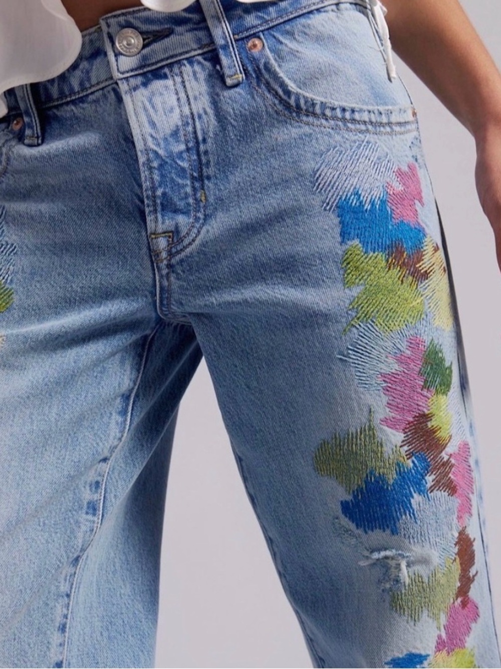 NWT We The Free Tennessee Low Rise Embroidered Jeans 31 - Picture 2 of 2